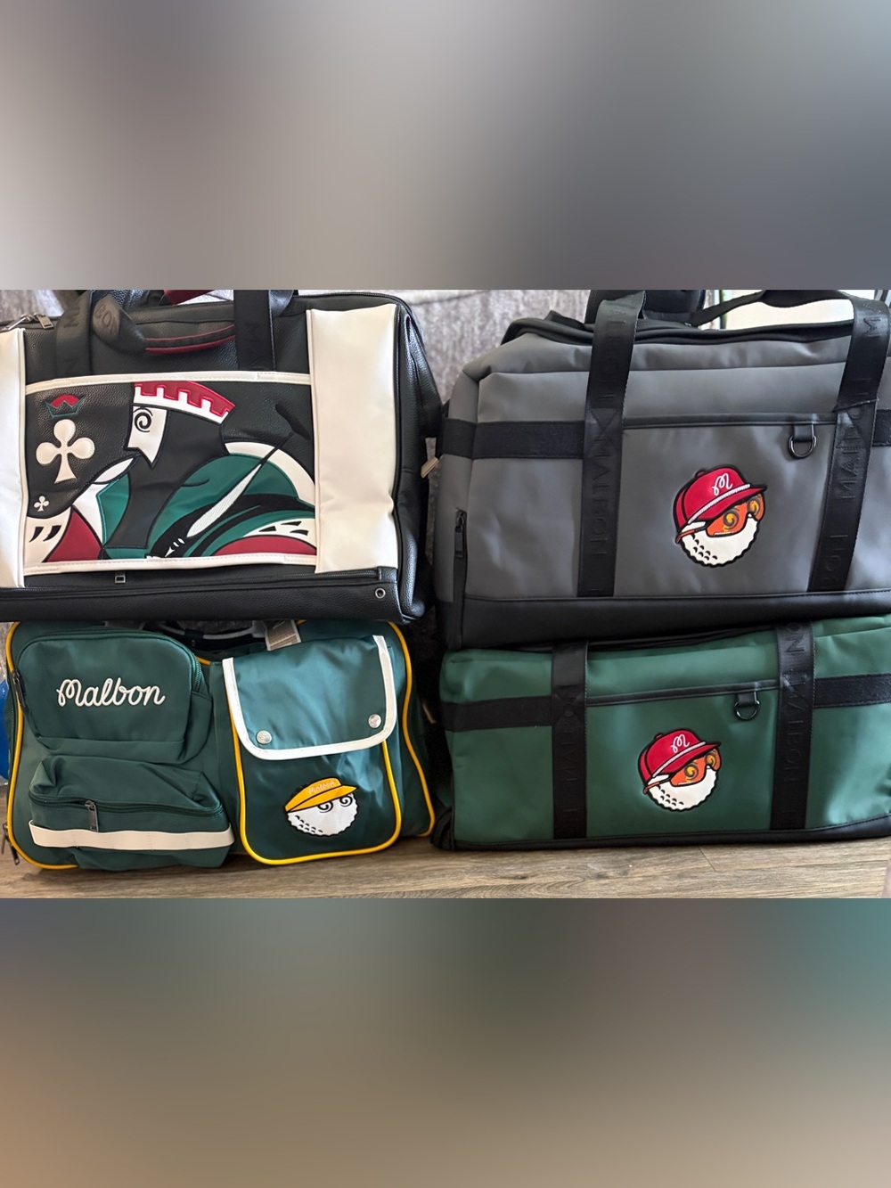 Malbon duffel, travel, weekender bags.
